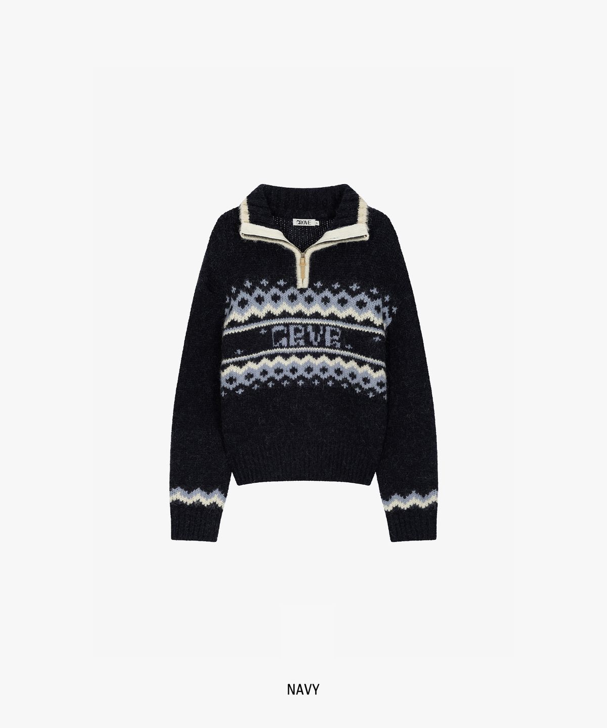그로브(GROVE) GRVR NORDIC HALF ZIP-UP KNIT_NAVY