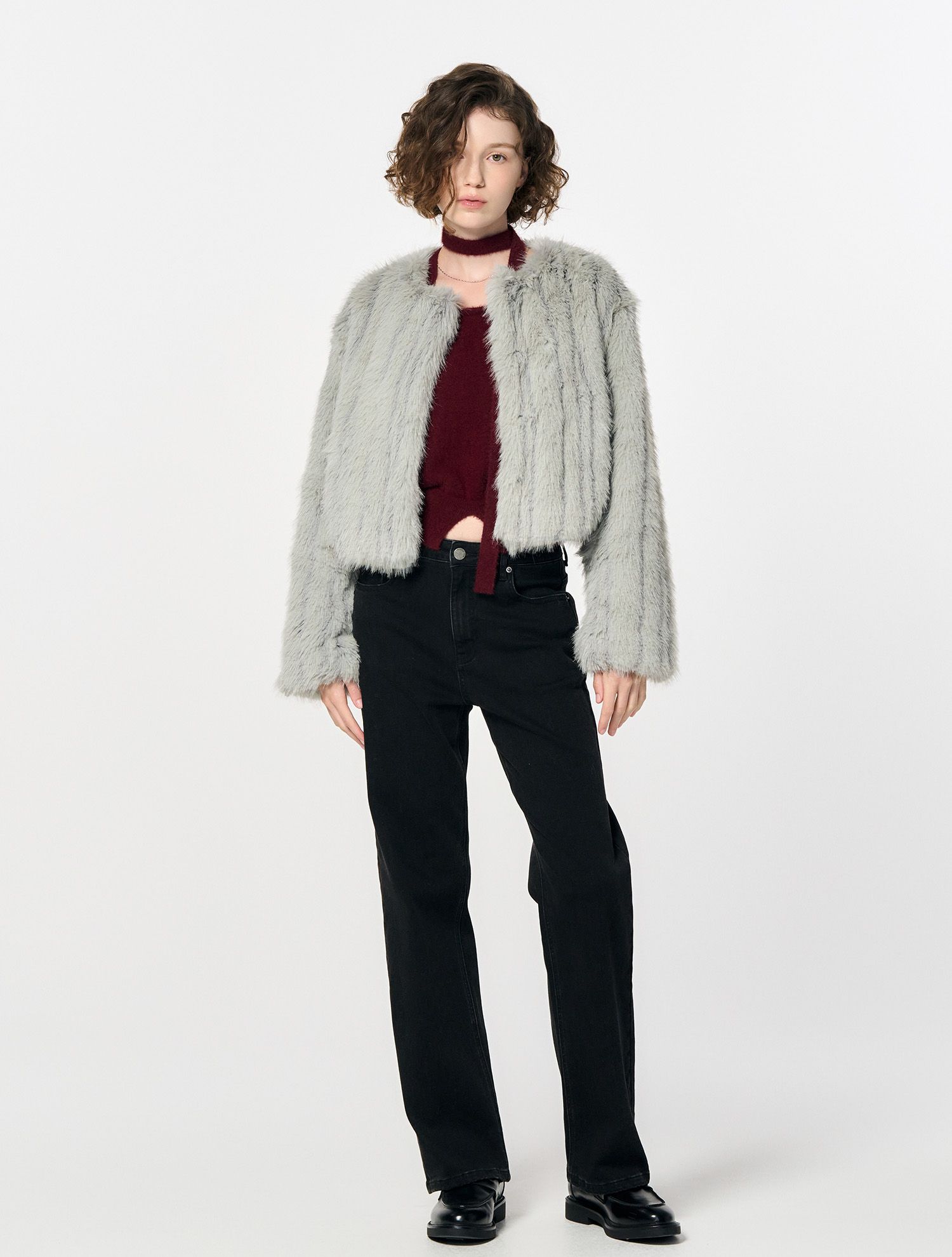 ムートン・ファーコート GENERAL IDEA No-collar fur jacket GRAY WBD4L09520 MUSINSA | GENERAL IDEA Nokara Fur Jacket [GREY] / WBD4L09520