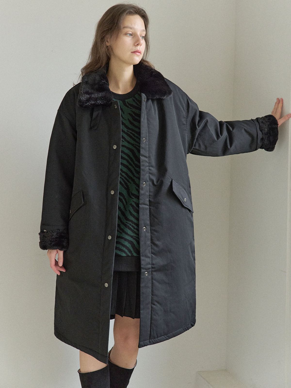 아방(AVANT-G) Zebra Oversize Knit - GREEN