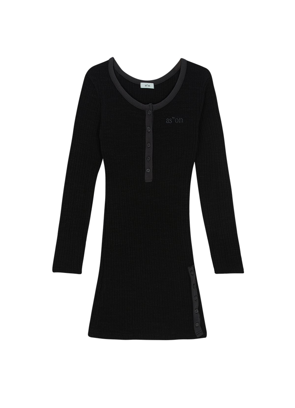 애즈온(ASON) LIBBED COMBI MINI DRESS / BLACK