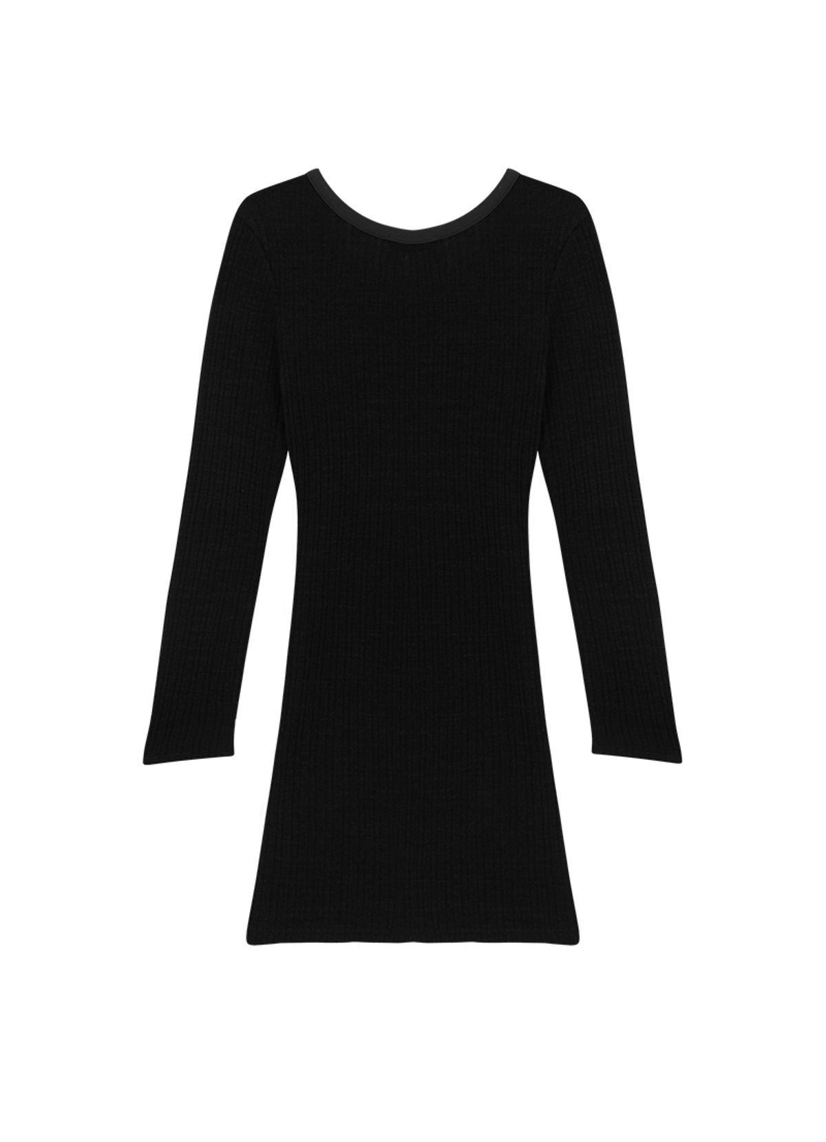 애즈온(ASON) LIBBED COMBI MINI DRESS / BLACK