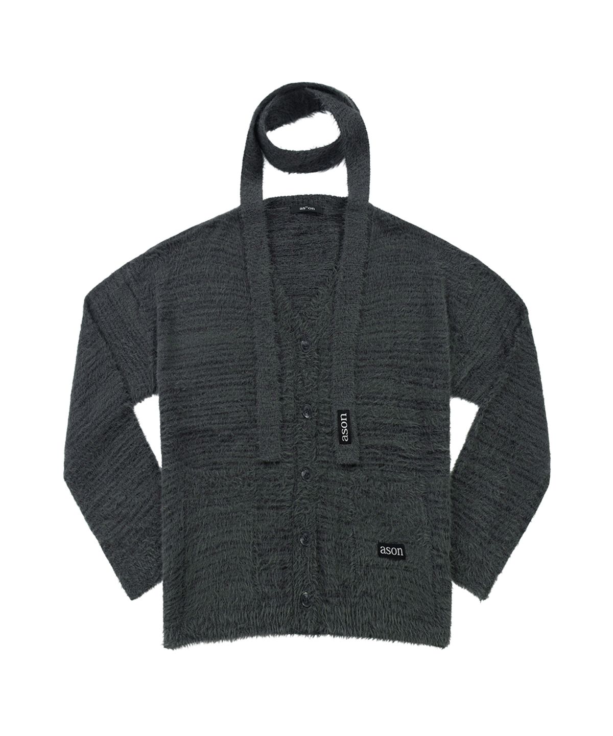 애즈온(ASON) LUCA TIE CARDIGAN / CHARCOAL