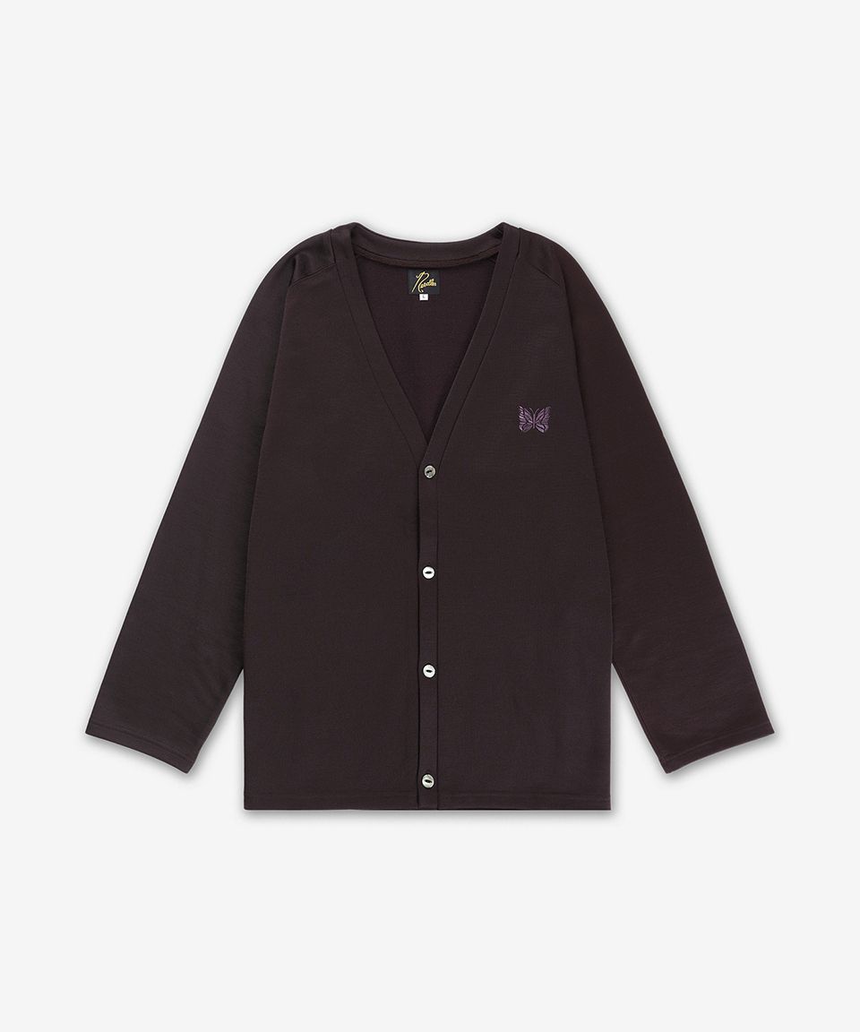 MUSINSA | NEEDLES V-Neck Logo Jersey Cardigan - Dark Purple