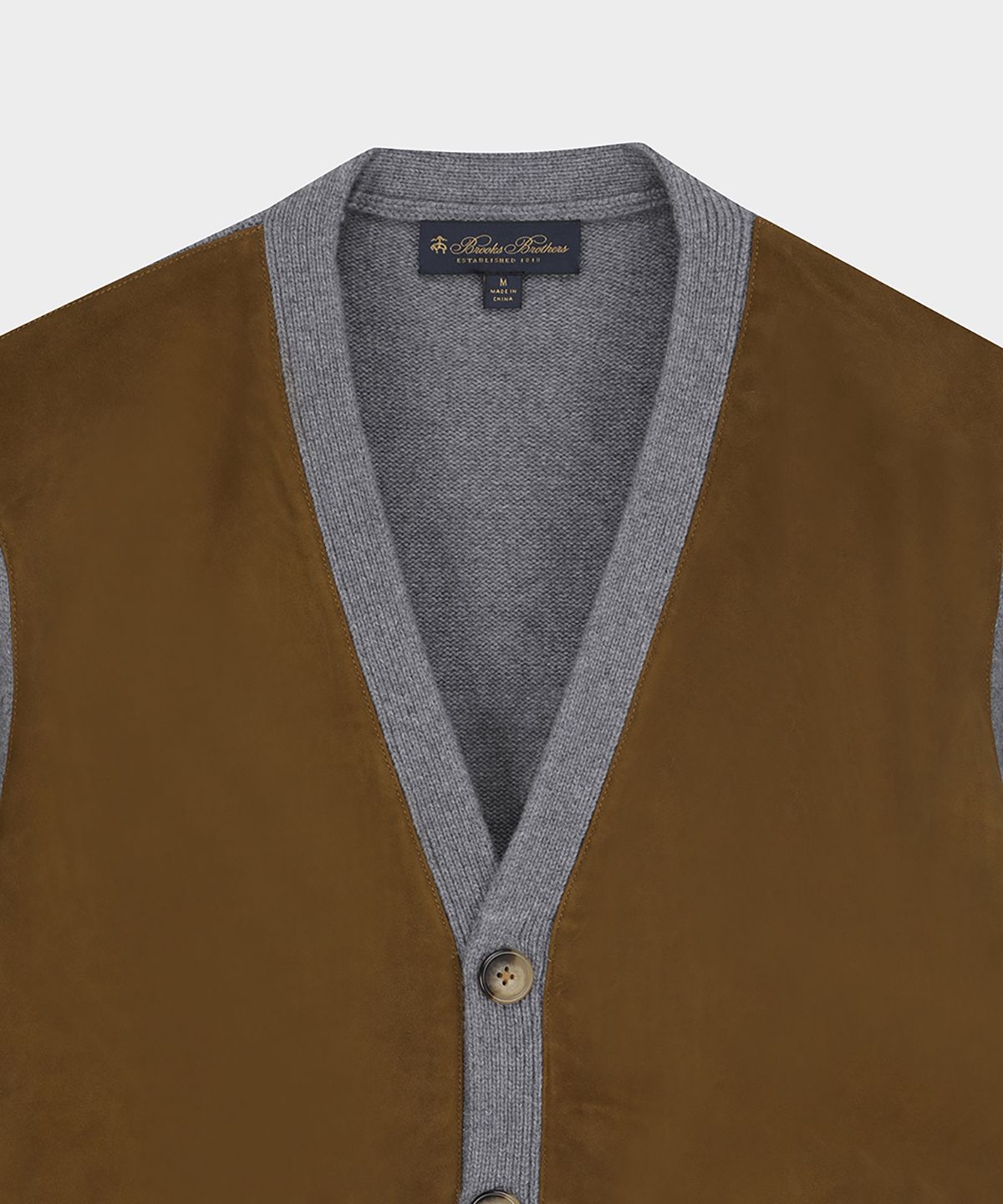 브룩스 브라더스(BROOKS BROTHERS) 럭스 스웨이드 프론트 가디건 (그레이) (BBWCMM3963WEW)