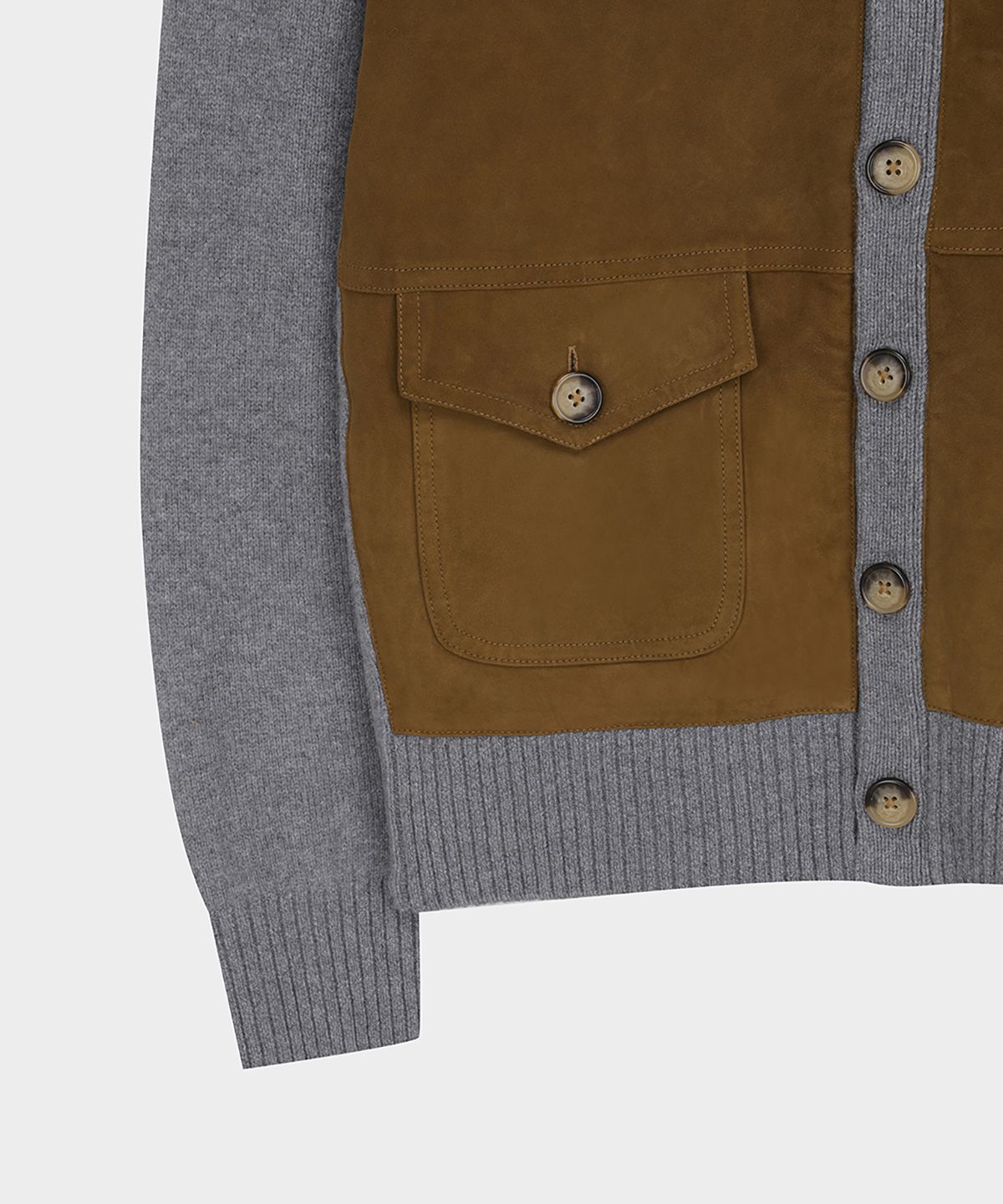 브룩스 브라더스(BROOKS BROTHERS) 럭스 스웨이드 프론트 가디건 (그레이) (BBWCMM3963WEW)