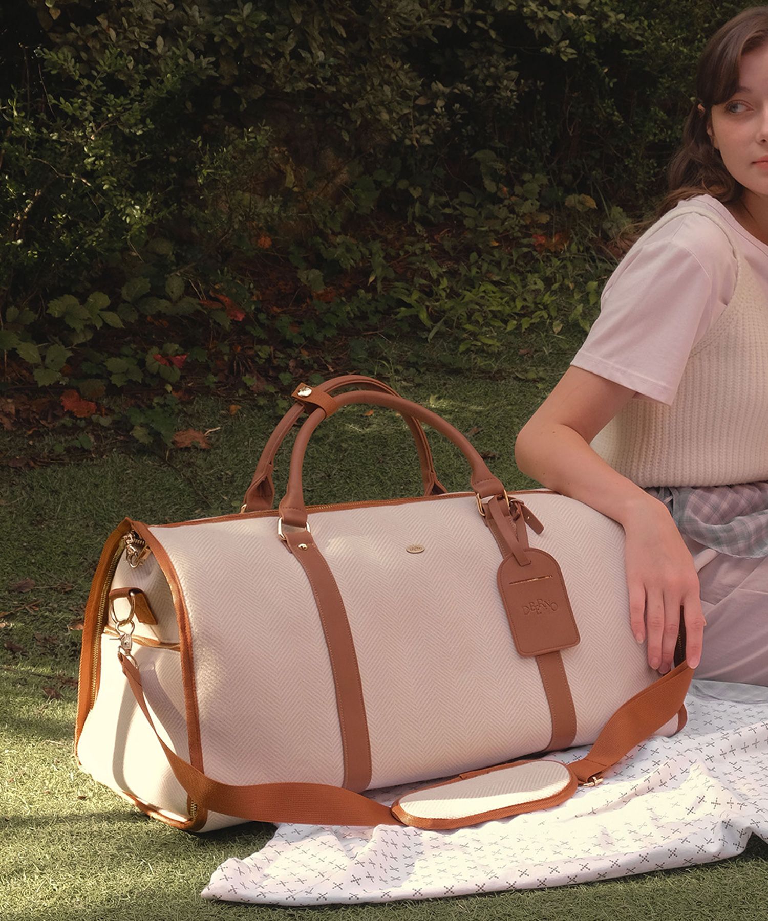 [Dberno] Canvas Combination Boston 旅行かばん *関税込み* MUSINSA | DBERNO Canvas Combi Full Open Boston Bag (Brown)