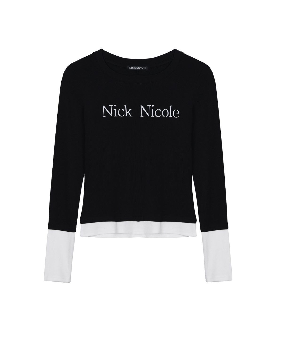 닉앤니콜(NICK&NICOLE) LAYERED PINTUCK LONG SLEEVE TOP_BLACK