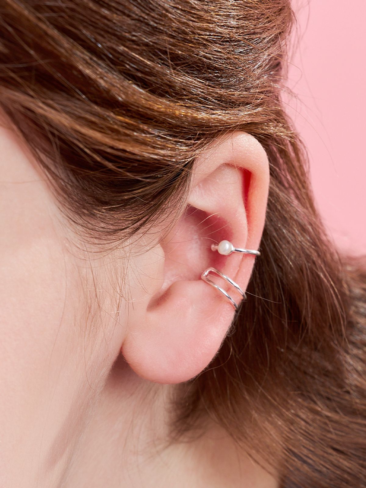 앵브록스(ENGBROX) [silver925] line pearl cubic earcuff set
