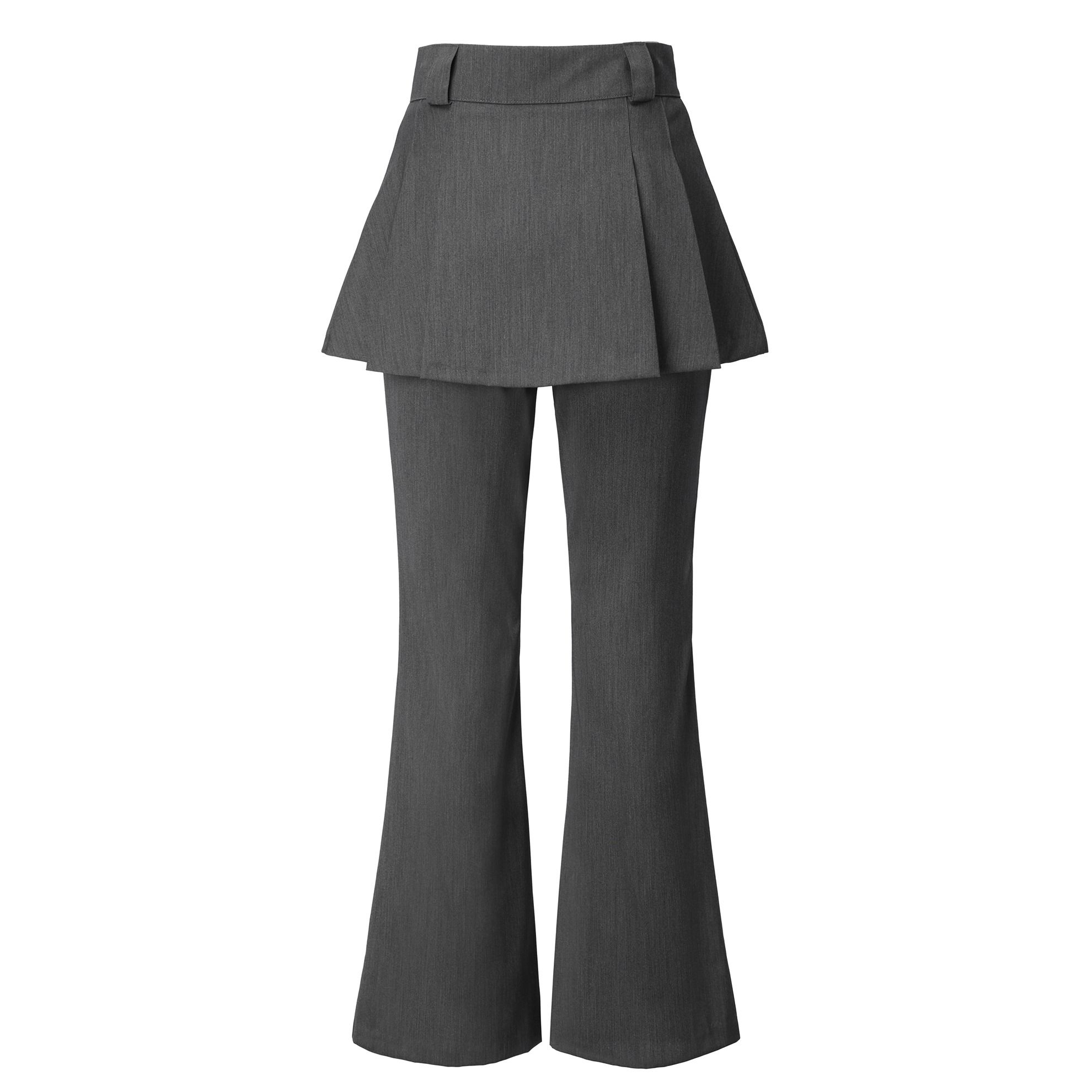 ★KHAKIPOINT★ Skirt Layered Bootcut Pants【送料0/関税0】 MUSINSA公式 | KHAKIPOINT Skirt Layered Bootcut Pants (gray)