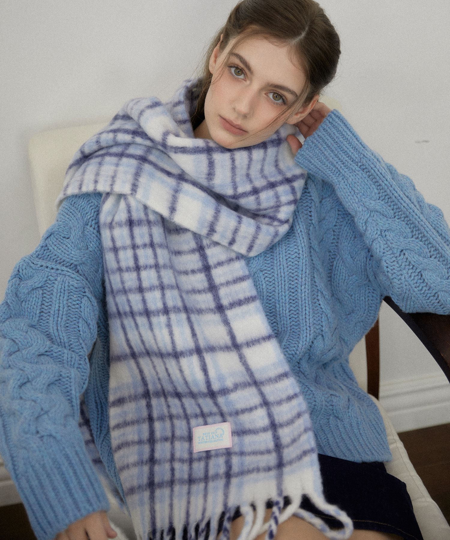 ●TATIANA● Snug Checked Wool Blended Muffler MF8108 Beige 5 MUSINSA | TATIANA Snug Checked Wool Blended Muffler MF8108 Beige