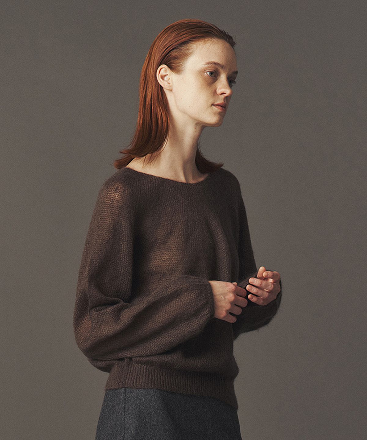 아위(AHWE) WOOL BLEND PULL-OVER_K BROWN