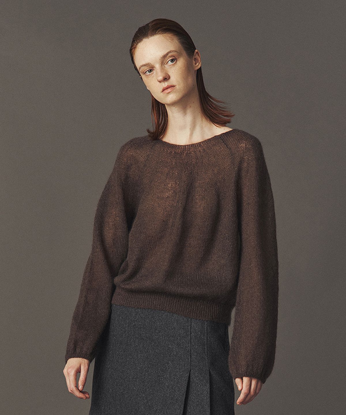 아위(AHWE) WOOL BLEND PULL-OVER_K BROWN