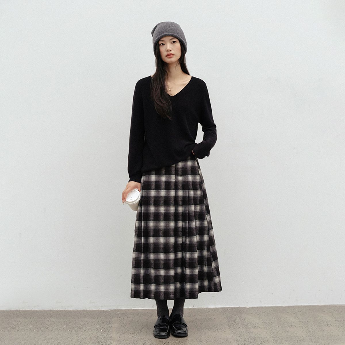 랭썬(LANGSON) LS_Waist point pleated skirt