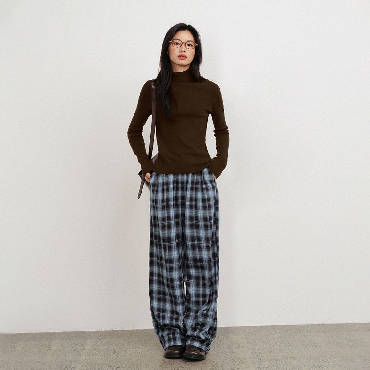 랭썬(LANGSON) LS_Casual blue check banding pants