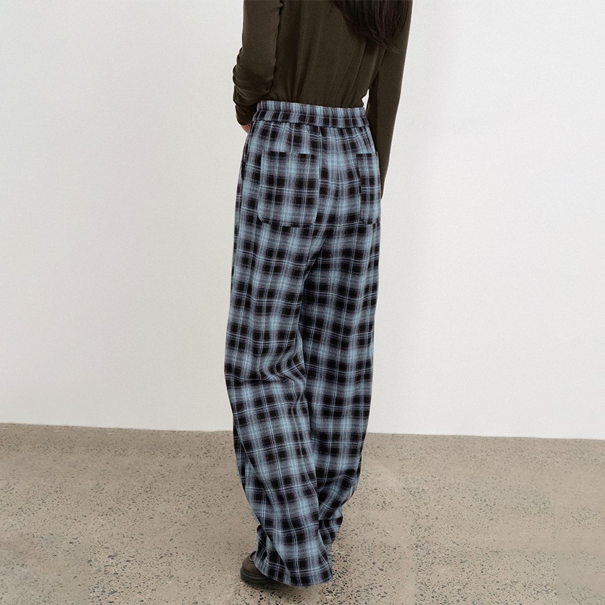랭썬(LANGSON) LS_Casual blue check banding pants