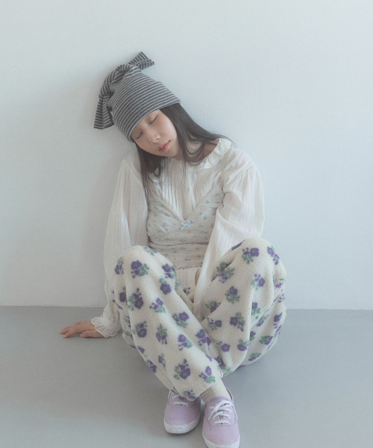 펀프롬펀(FUNFROMFUN) KNOTTED BEANIE, GREY+IVORY