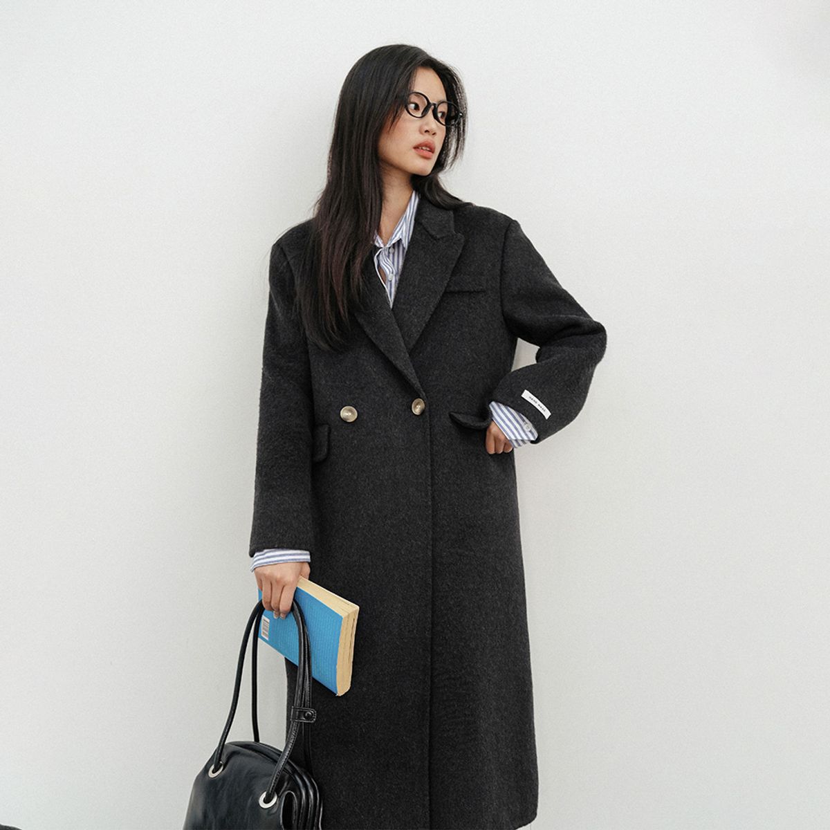 랭썬(LANGSON) LS_Classic black wool coat