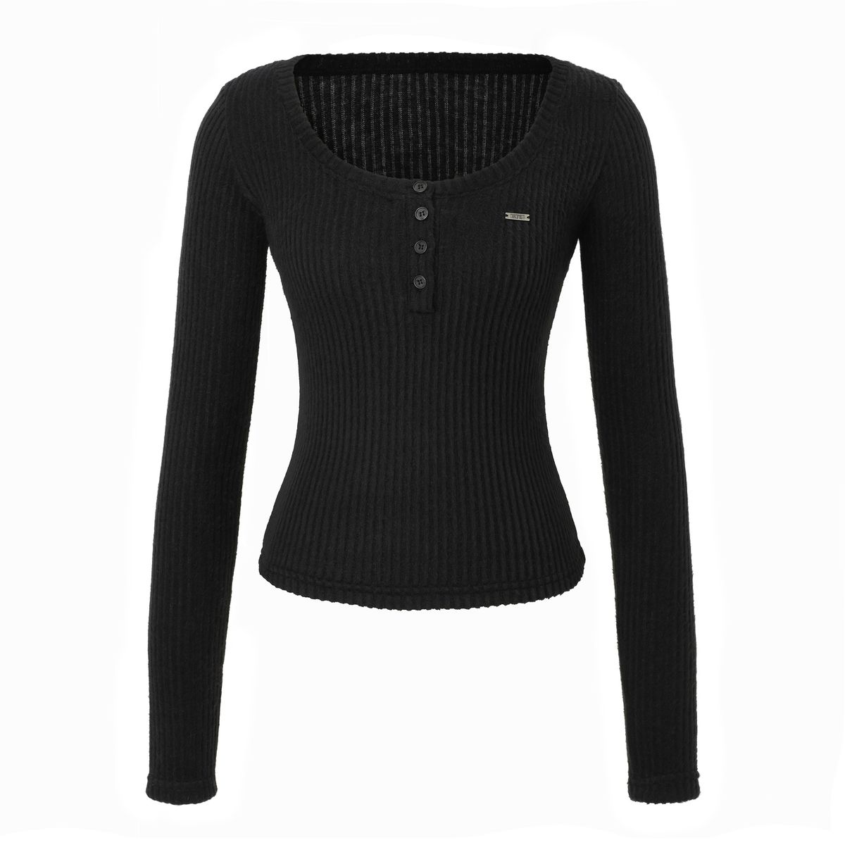 카키포인트(KHAKIPOINT) Ribbed Button T-shirt (black)