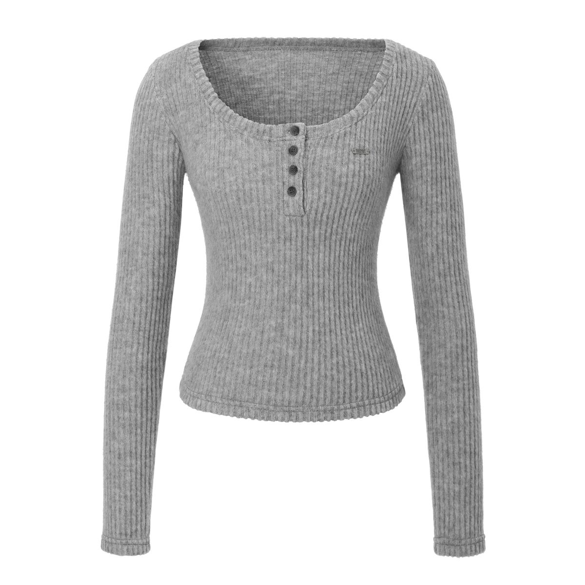 카키포인트(KHAKIPOINT) Ribbed Button T-shirt (gray)