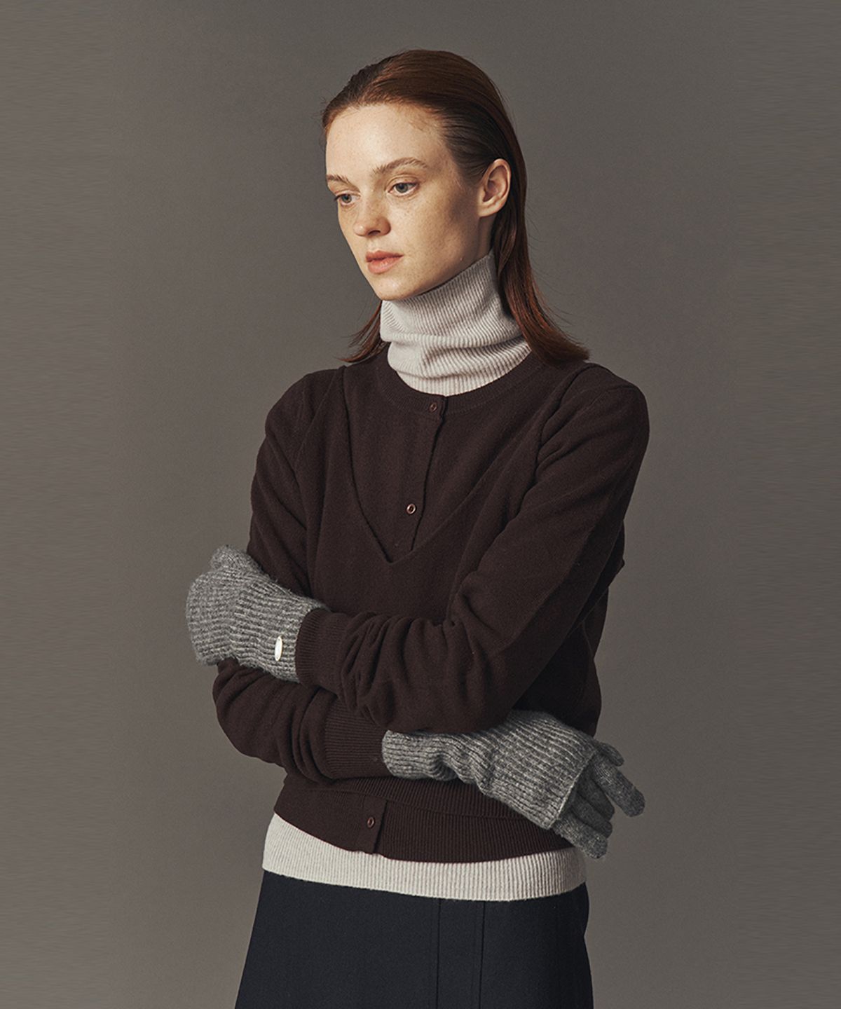 아위(AHWE) WOOL KNIT GLOVES_MISTY GREY