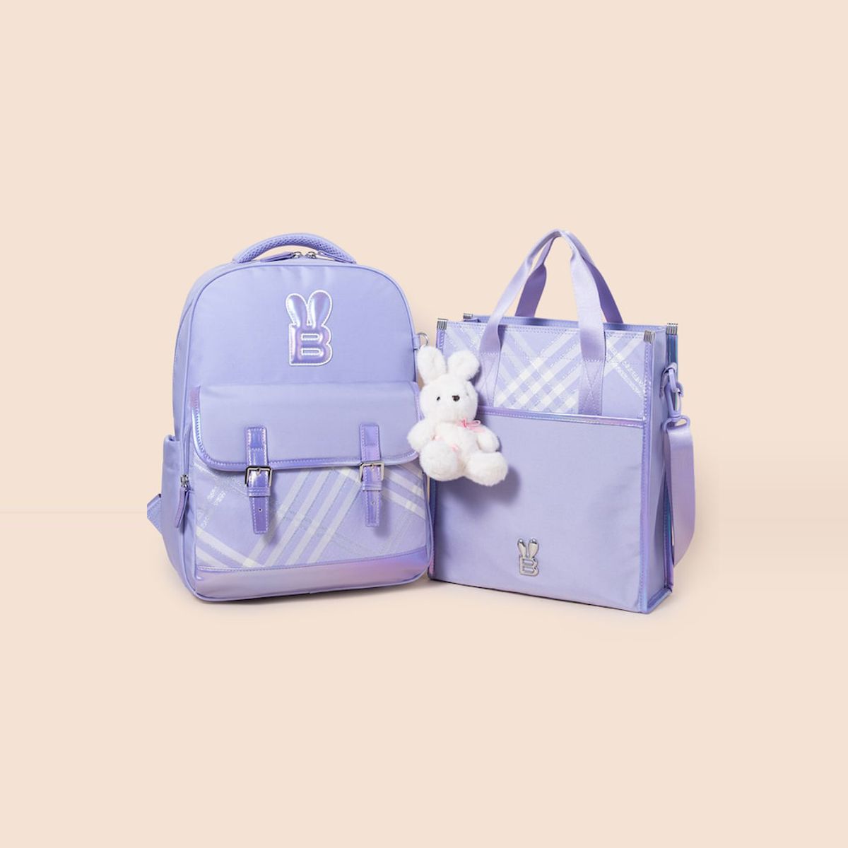 빈폴 키즈(BEANPOLE KIDS) 코어 체크 여아 책가방 세트  라이트 퍼플 (PS00133019V)