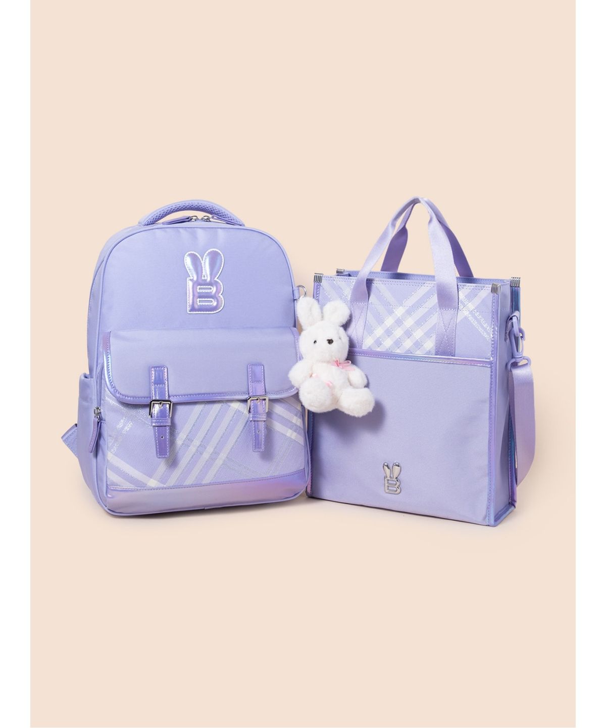 빈폴 키즈(BEANPOLE KIDS) 코어 체크 여아 책가방 세트  라이트 퍼플 (PS00133019V)