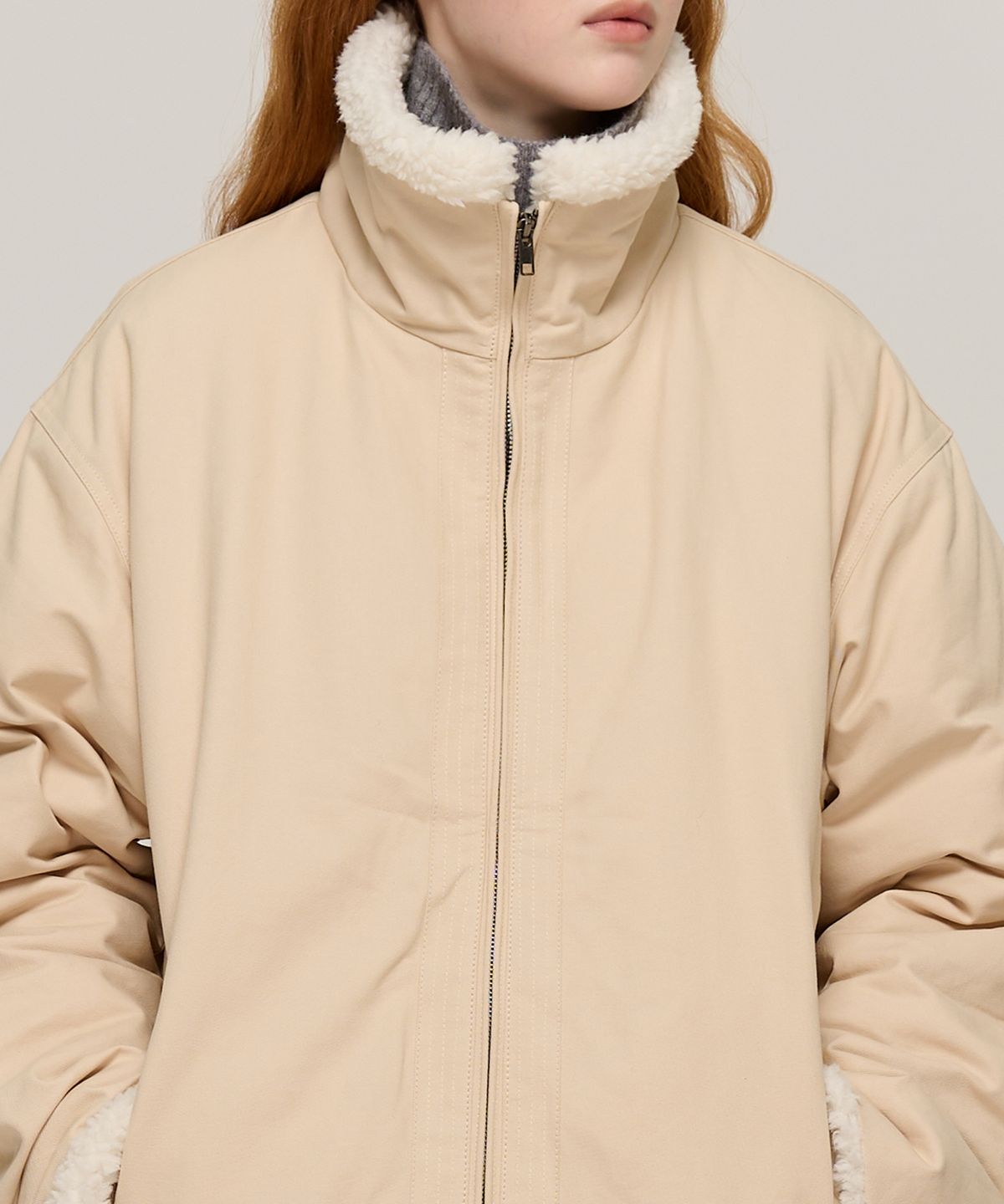 카고브로스 포 우먼(CARGOBROS FOR WOMAN) 테디 퍼 카라 코튼 패딩 점퍼 (아이보리)