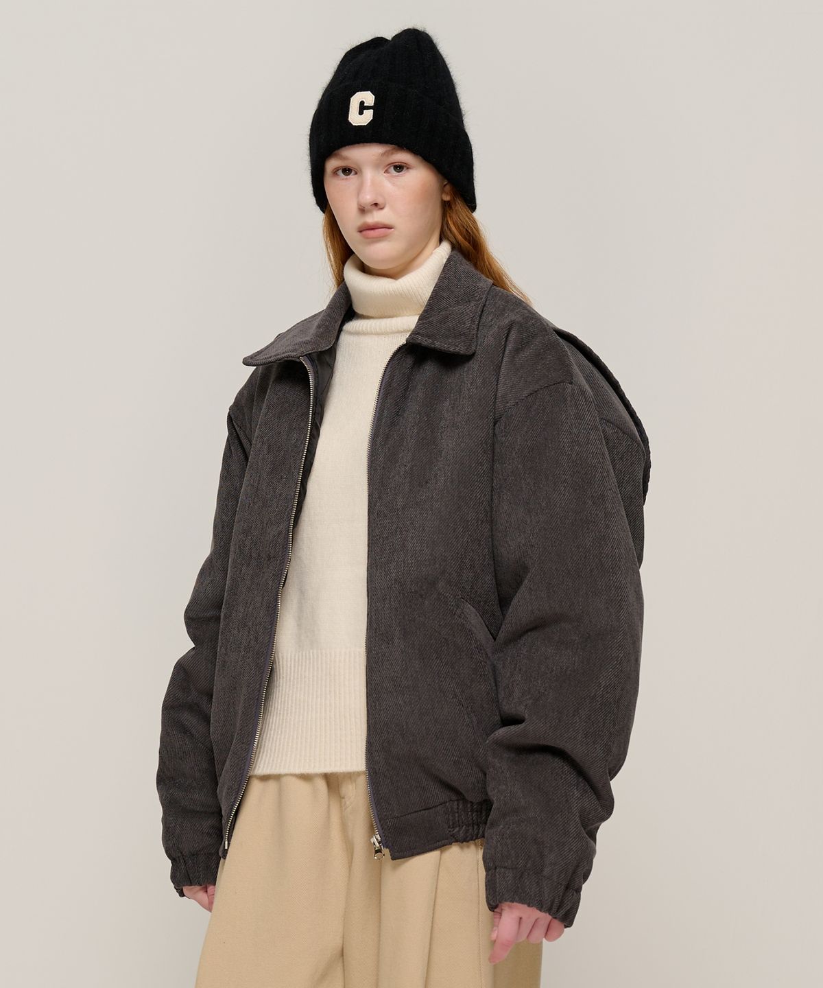 카고브로스 포 우먼(CARGOBROS FOR WOMAN) 웜 퀼팅 워크 카라 점퍼 (차콜)