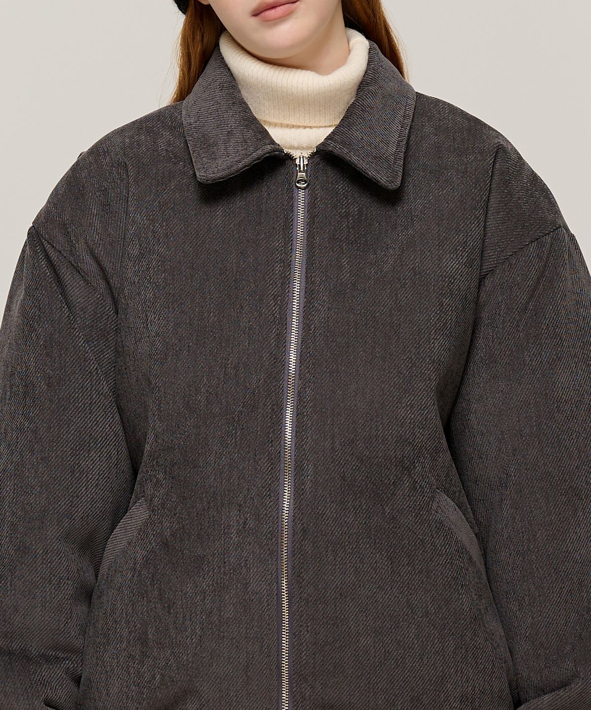 카고브로스 포 우먼(CARGOBROS FOR WOMAN) 웜 퀼팅 워크 카라 점퍼 (차콜)
