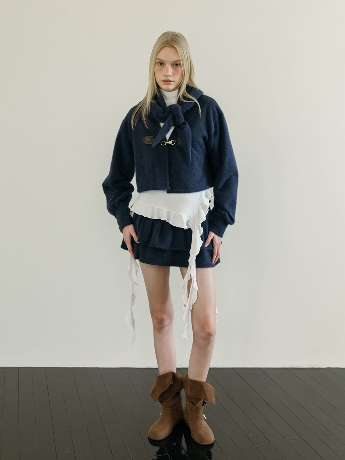 모이페어(MOIFAIRE) SNOWFLAKE TIERED SKIRT PANTS / NAVY