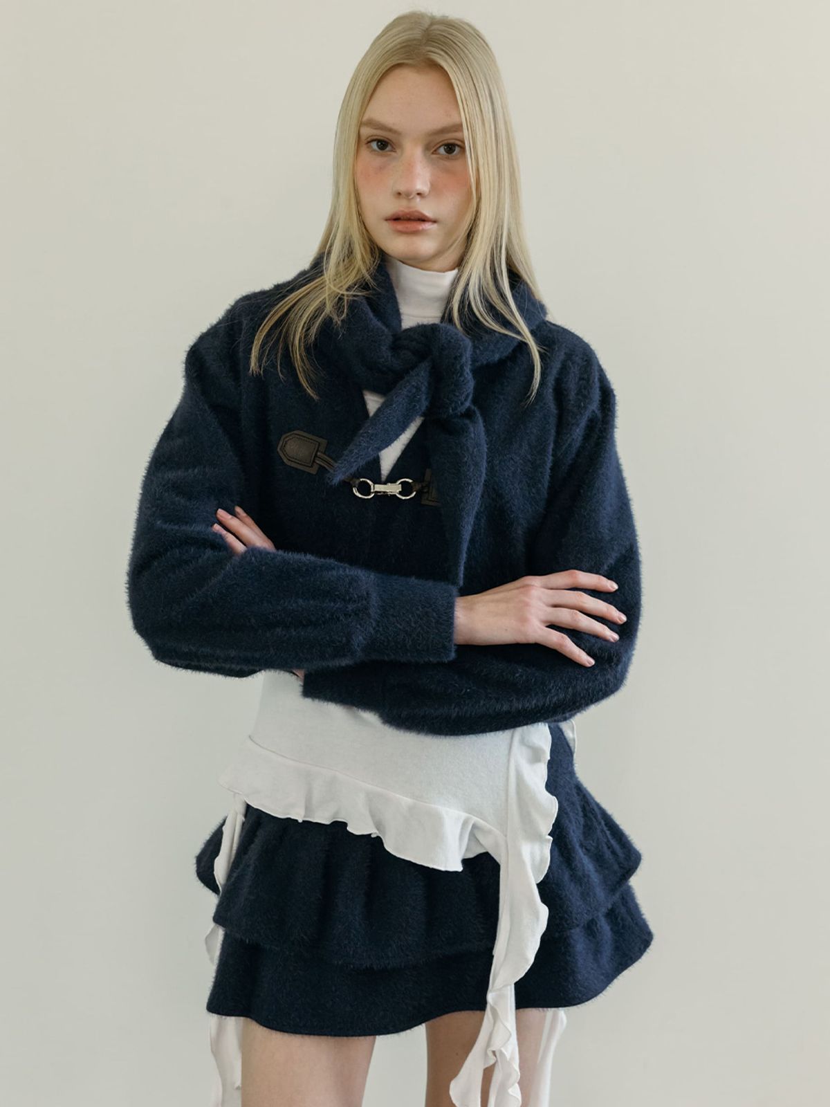 모이페어(MOIFAIRE) SNOWFLAKE TIERED SKIRT PANTS / NAVY