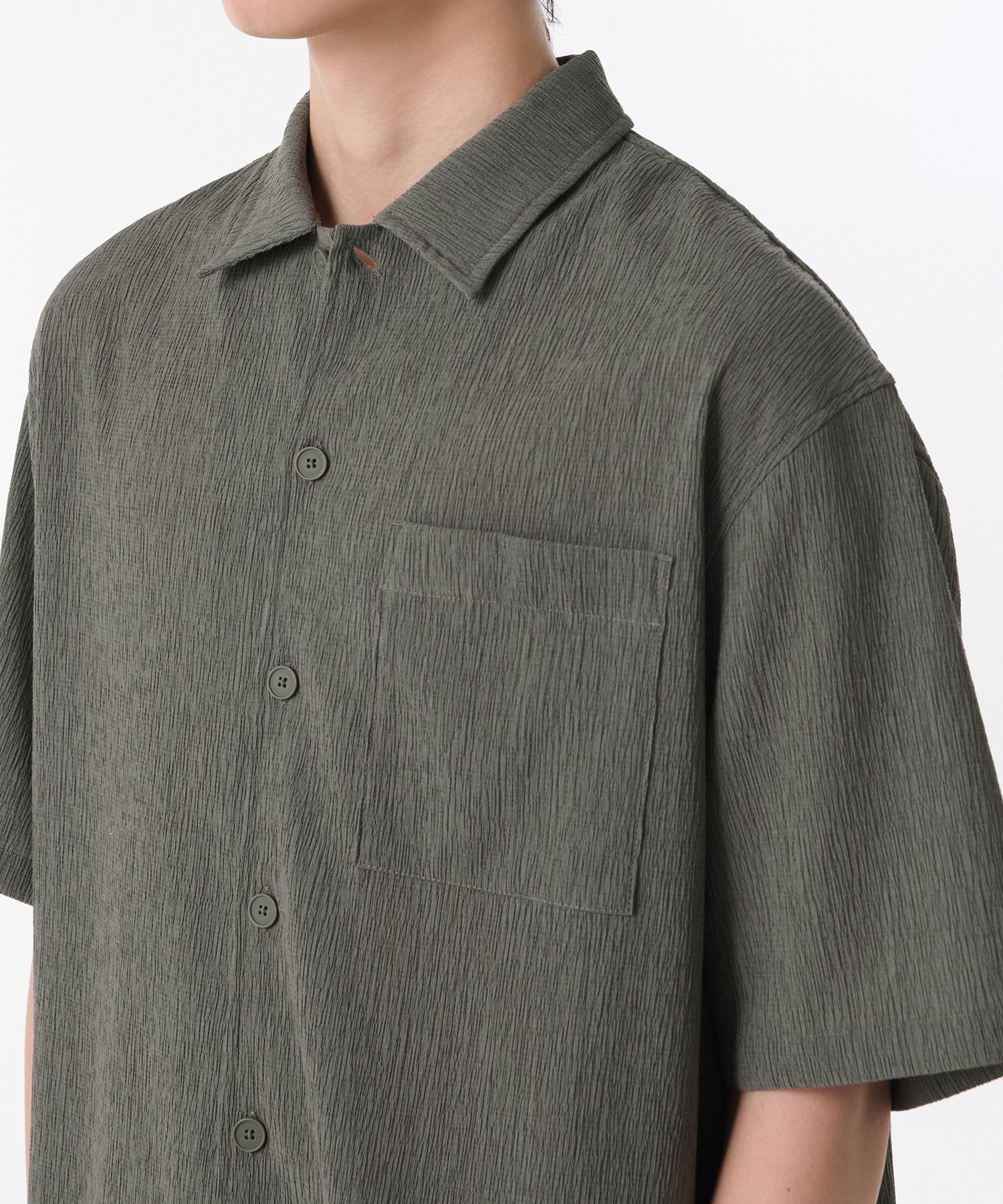 ★MUSINSA STANDARD★ Crinkle Relaxed Short Sleeve Shirt Khak MUSINSA | MUSINSA STANDARD Crinkle Relaxed Short Sleeve