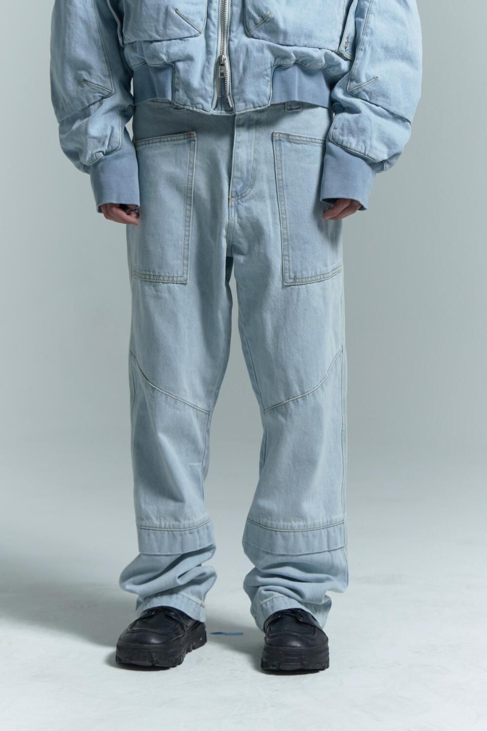 플라스틱프로덕트(PLASTICPRODUCT) MPa WAVE ZIPPER PANTS (STEEL BLUE