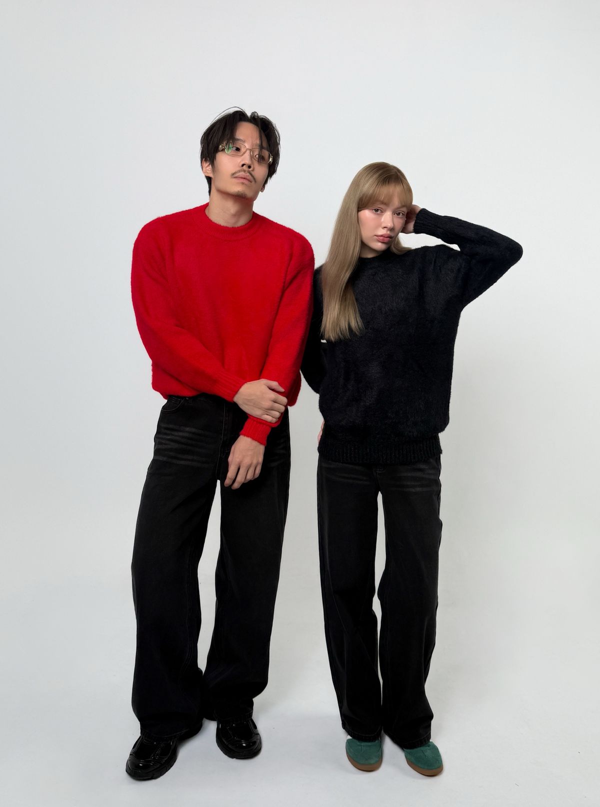 오버더와르(OVERTHEOIR) unisex black wide jeans
