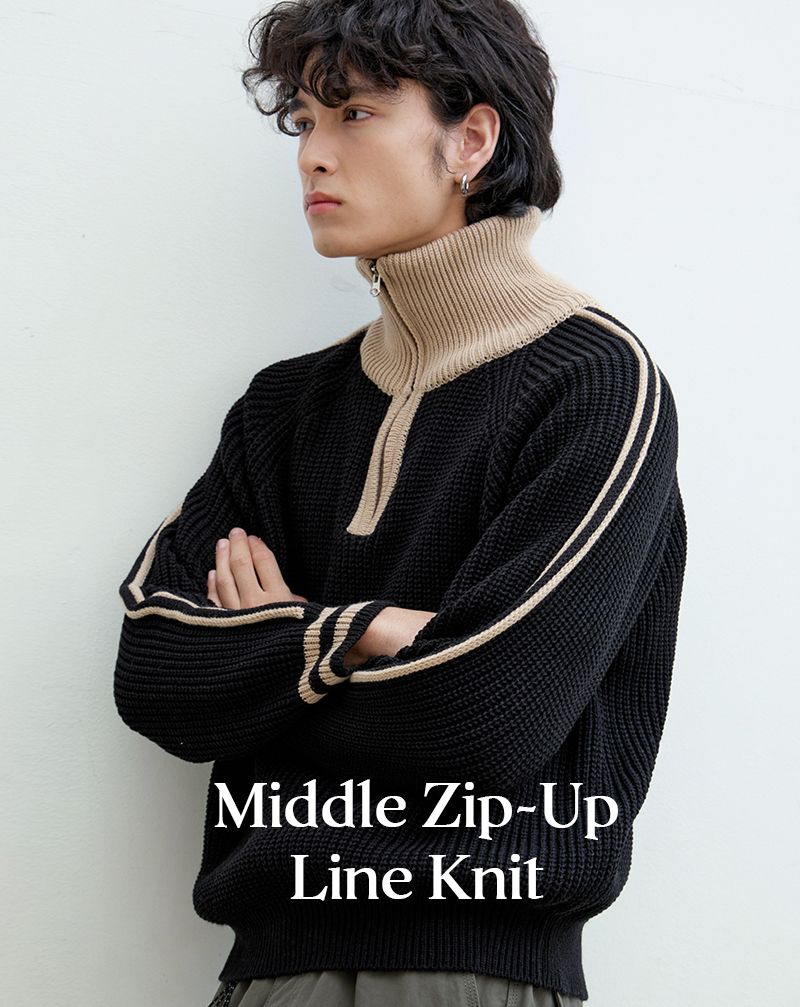 MUSINSA公式 | NODU ハイネックハーフジップトラックライン配色カラー