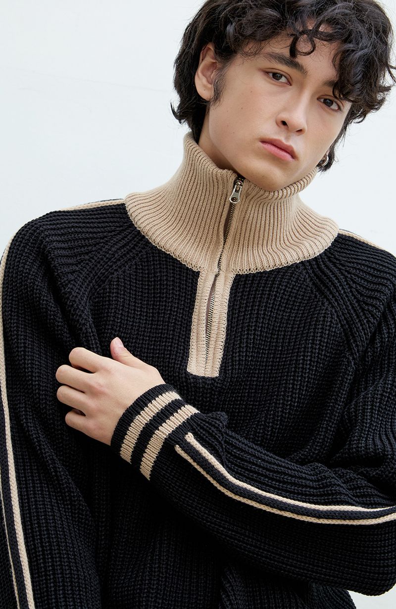 MUSINSA公式 | NODU ハイネックハーフジップトラックライン配色カラー