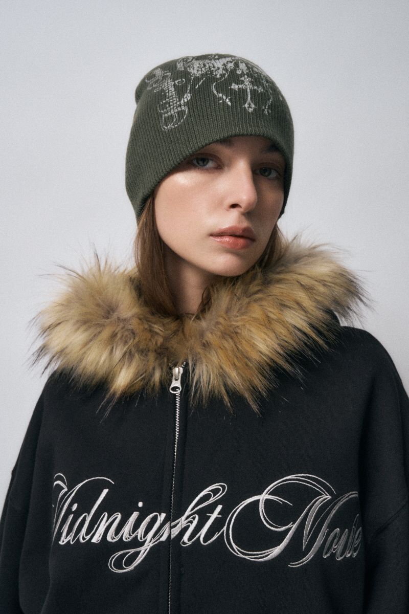 MUSINSA公式 | MIDNIGHT MOVE hair hood zip up [black]