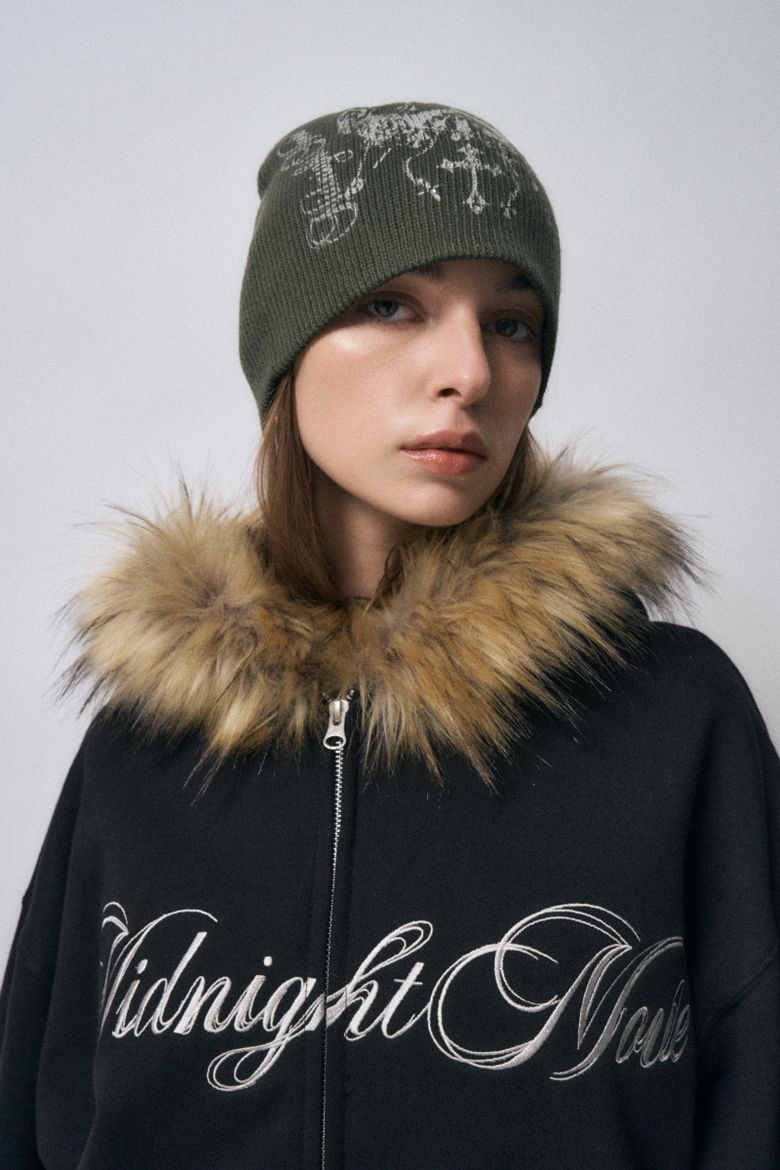 MUSINSA公式 | MIDNIGHT MOVE hair hood zip up [black]