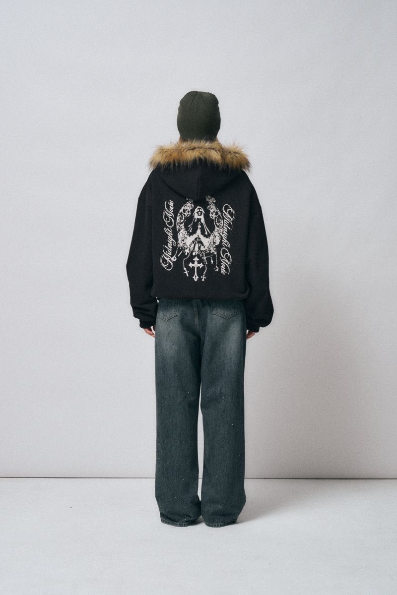 MUSINSA | MIDNIGHT MOVE hair hood zip up [black]