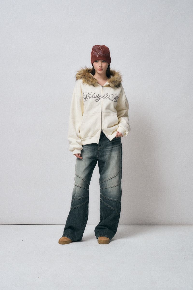 MUSINSA | MIDNIGHT MOVE hair hood zip up [ivory]