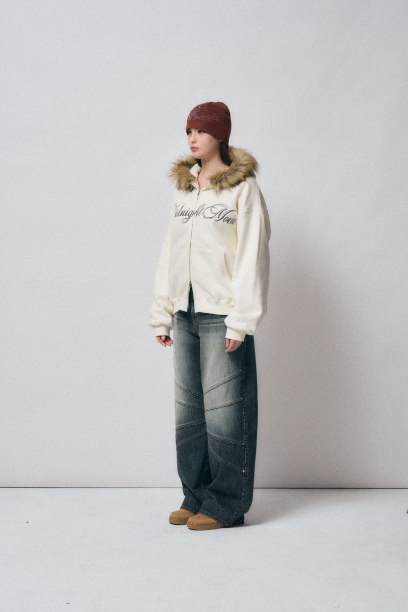 MUSINSA | MIDNIGHT MOVE hair hood zip up [ivory]