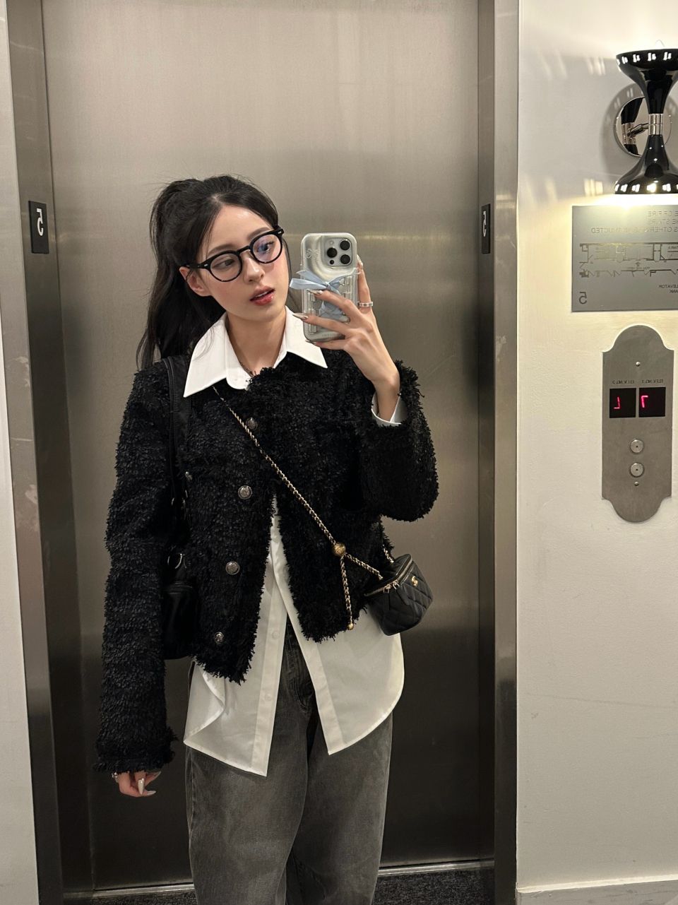 MUSINSA | KHAKIPOINT Antique Crop Tweed Jacket (black)