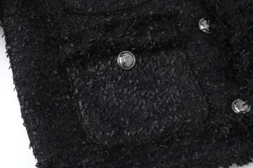 MUSINSA | KHAKIPOINT Antique Crop Tweed Jacket (black)