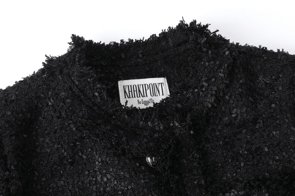 MUSINSA | KHAKIPOINT Antique Crop Tweed Jacket (black)