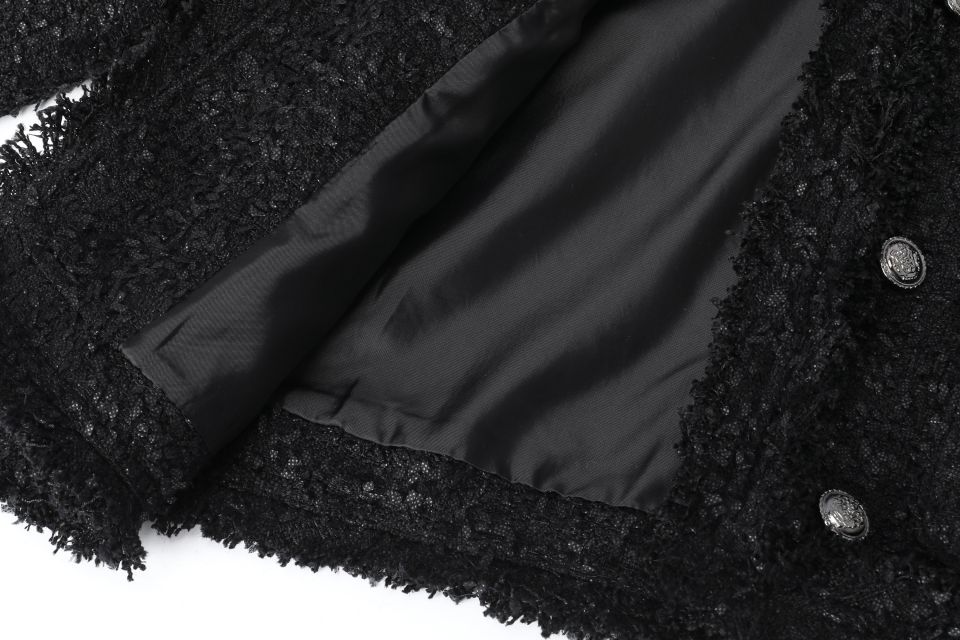 MUSINSA | KHAKIPOINT Antique Crop Tweed Jacket (black)