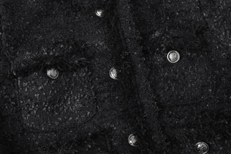 MUSINSA | KHAKIPOINT Antique Crop Tweed Jacket (black)