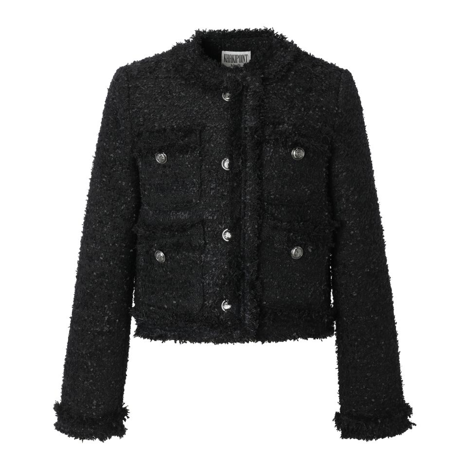 MUSINSA | KHAKIPOINT Antique Crop Tweed Jacket (black)