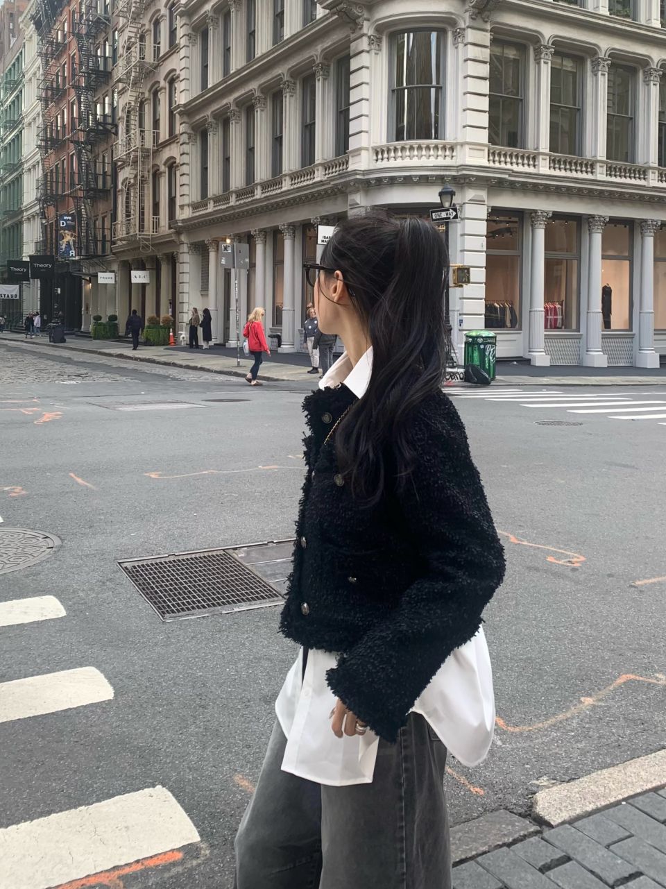 MUSINSA | KHAKIPOINT Antique Crop Tweed Jacket (black)