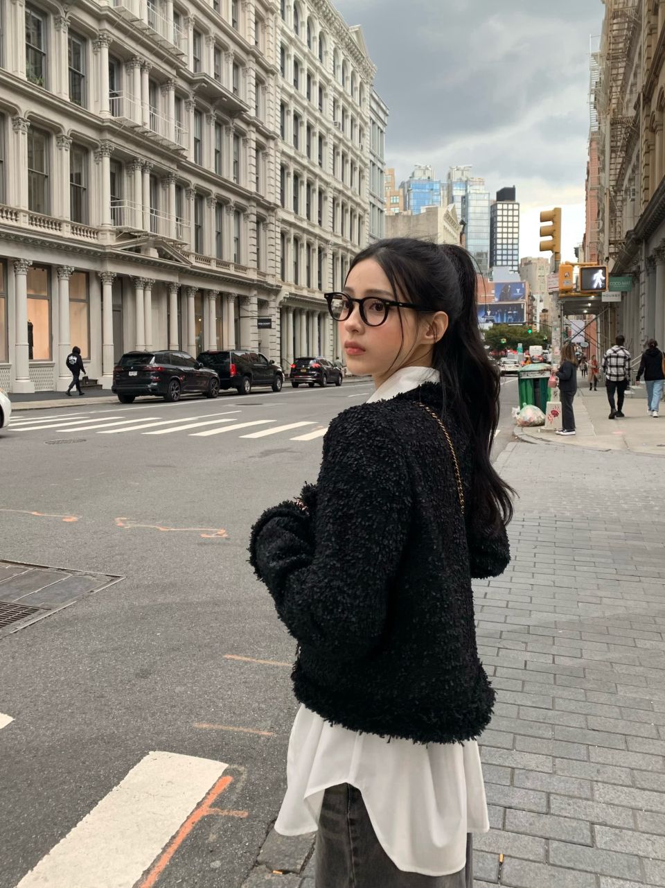 MUSINSA | KHAKIPOINT Antique Crop Tweed Jacket (black)