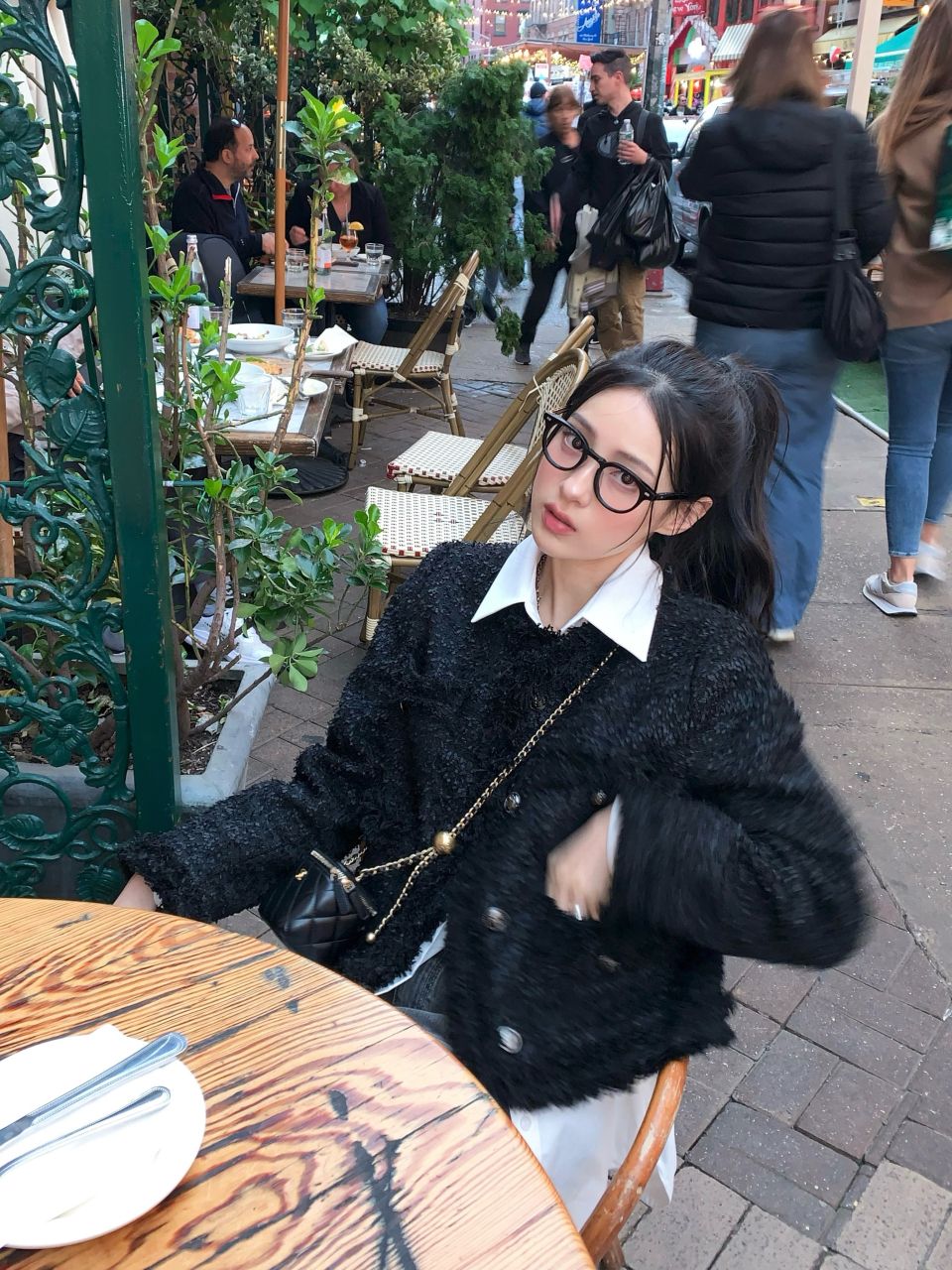 MUSINSA | KHAKIPOINT Antique Crop Tweed Jacket (black)